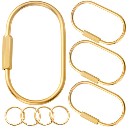 Golden brass key ring, wallet hanging decoration, screw lock key storage, carabiner key chain clip