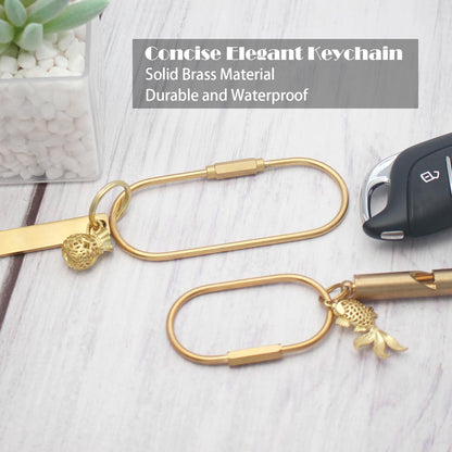 Golden brass key ring, wallet hanging decoration, screw lock key storage, carabiner key chain clip