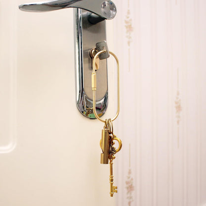 Golden brass key ring, wallet hanging decoration, screw lock key storage, carabiner key chain clip