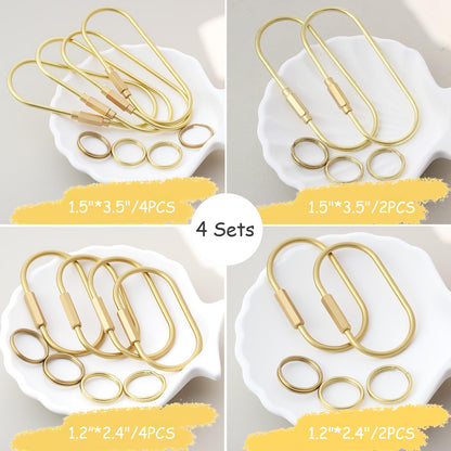 Golden brass key ring, wallet hanging decoration, screw lock key storage, carabiner key chain clip